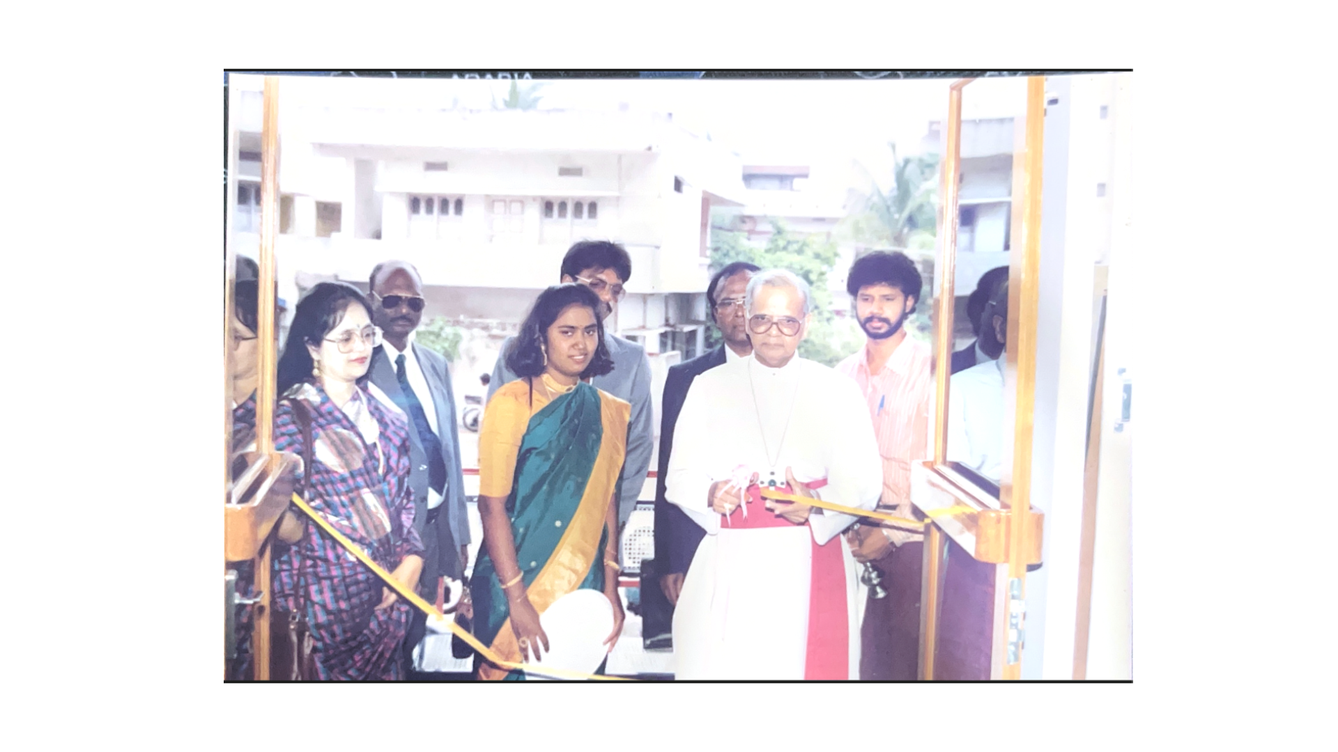 Ribbon-cutting blessing at the office inauguration, 1996